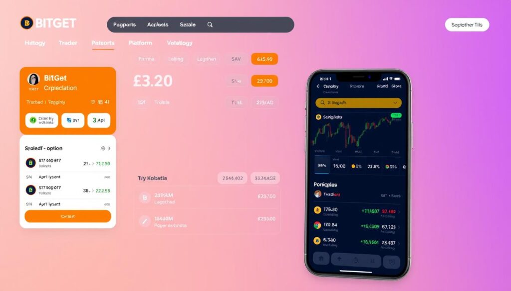 Логотип и интерфейс Bitget - криптовалютная биржа для казахстанцев