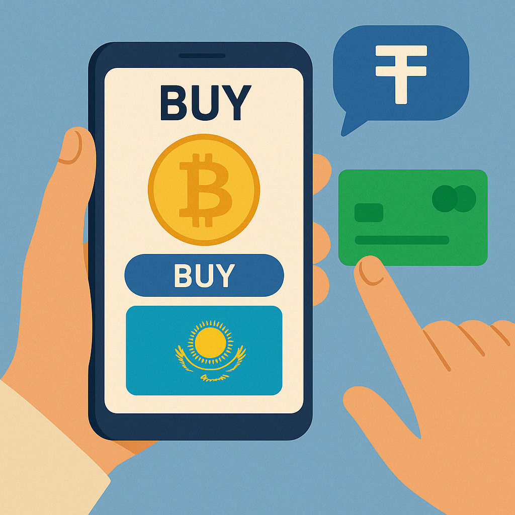 Процесс покупки криптовалюты в Казахстане на мобильном телефоне